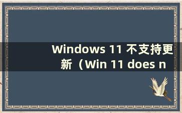 Windows 11 不支持更新（Win 11 does not support Upgrades）